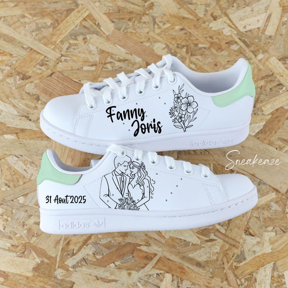 Wedding Custom Personalized Stan Smith Sneakers Bridal Flower