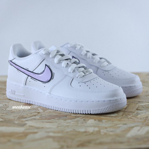 Custom Sneakers Air Force 1 Custom Swoosh Unisex Pastel Lilac -  Israel