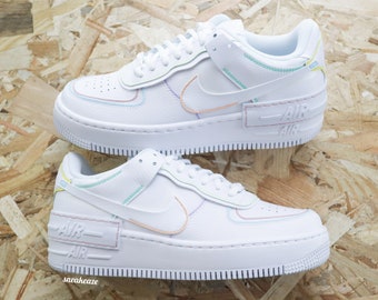 Baskets customisées Air Force Shadow Custom pastel lines