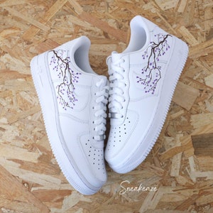 nike personnalisées à la main air force 1 custom sakura cherry blossom pastel sneakers af1 sneakeaze