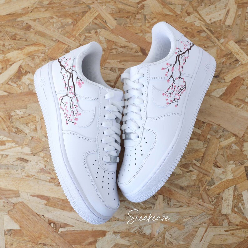 baskets personnalisées Air Force 1 Custom Sakura Cherry Blossom fleur de cerisier couleur rose unisexe image 8