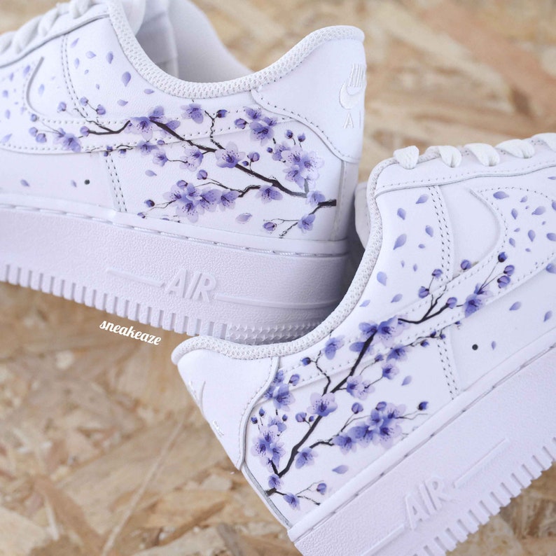 baskets personnalisées Air Force 1 Custom Sakura Cherry Blossom fleur de cerisier unisexe image 2