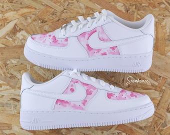 Handgefertigte personalisierte Sneakers Air Force 1 benutzerdefinierter rosa Farbverlauf Unisex