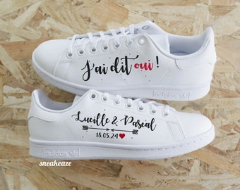 WEDDING CUSTOM baskets stan smith inscription prénom et j'ai dit oui mariage