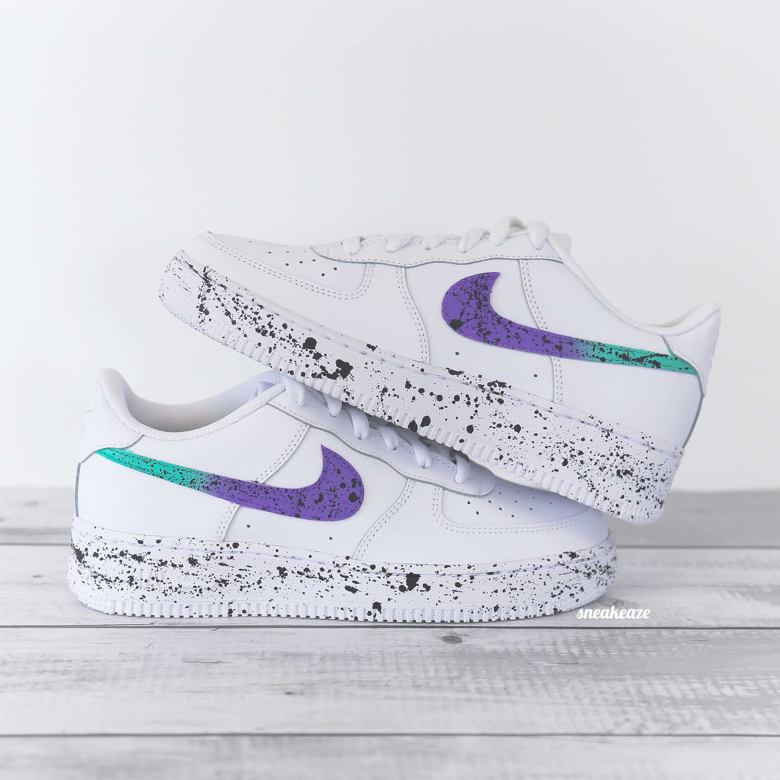 Air Force sneakers 1 Splash custom paarse en groene verf - Etsy Nederland