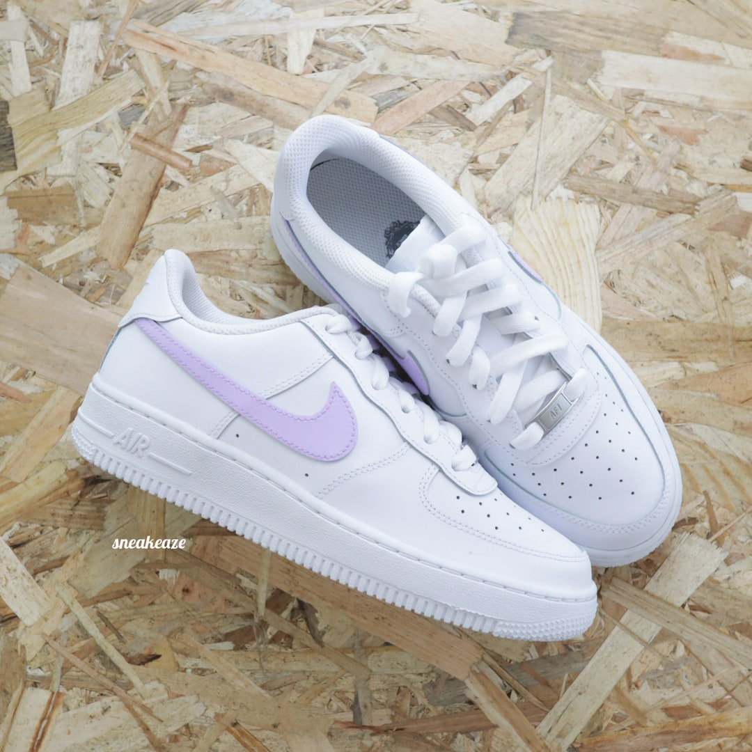 Custom sneakers Air Force 1 Custom swoosh kleur lila pastel - Etsy Nederland