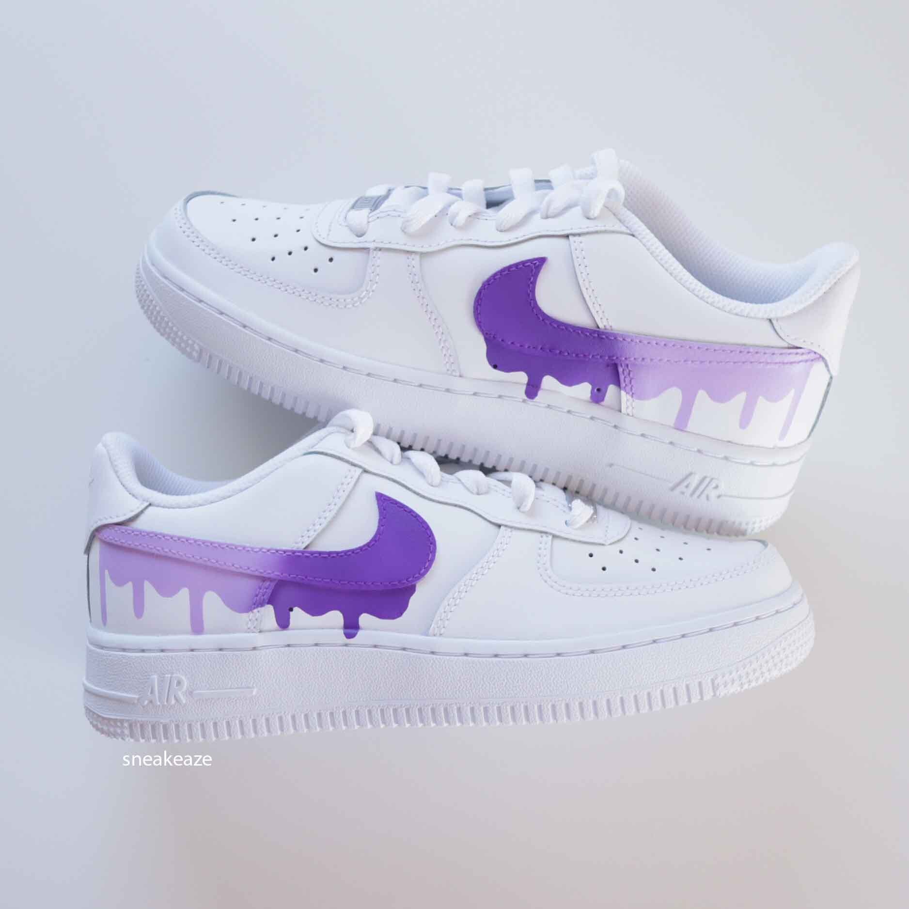 Nike Air Force 1 Custom Purple Drip | Etsy