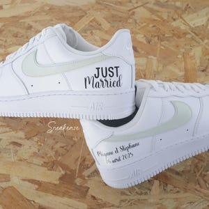 Wedding customs wedding sneakers - Air force 1 custom just married - boho chic - sage green - sage green color