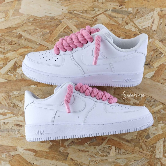 Air Force 1 Custom Rope Laces Sneakers White - Sneakers With Large