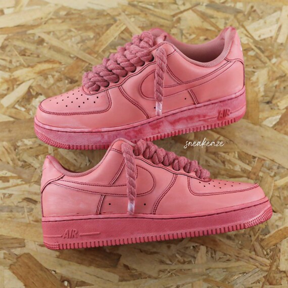 Air Force 1 Custom Rope Laces Full Red Tie-dye Sneakers