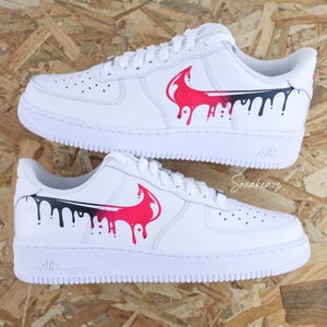 Air Force 1 custom Drip gradient neon pink and black color AF1 sneakers personalized flowing effect unisex