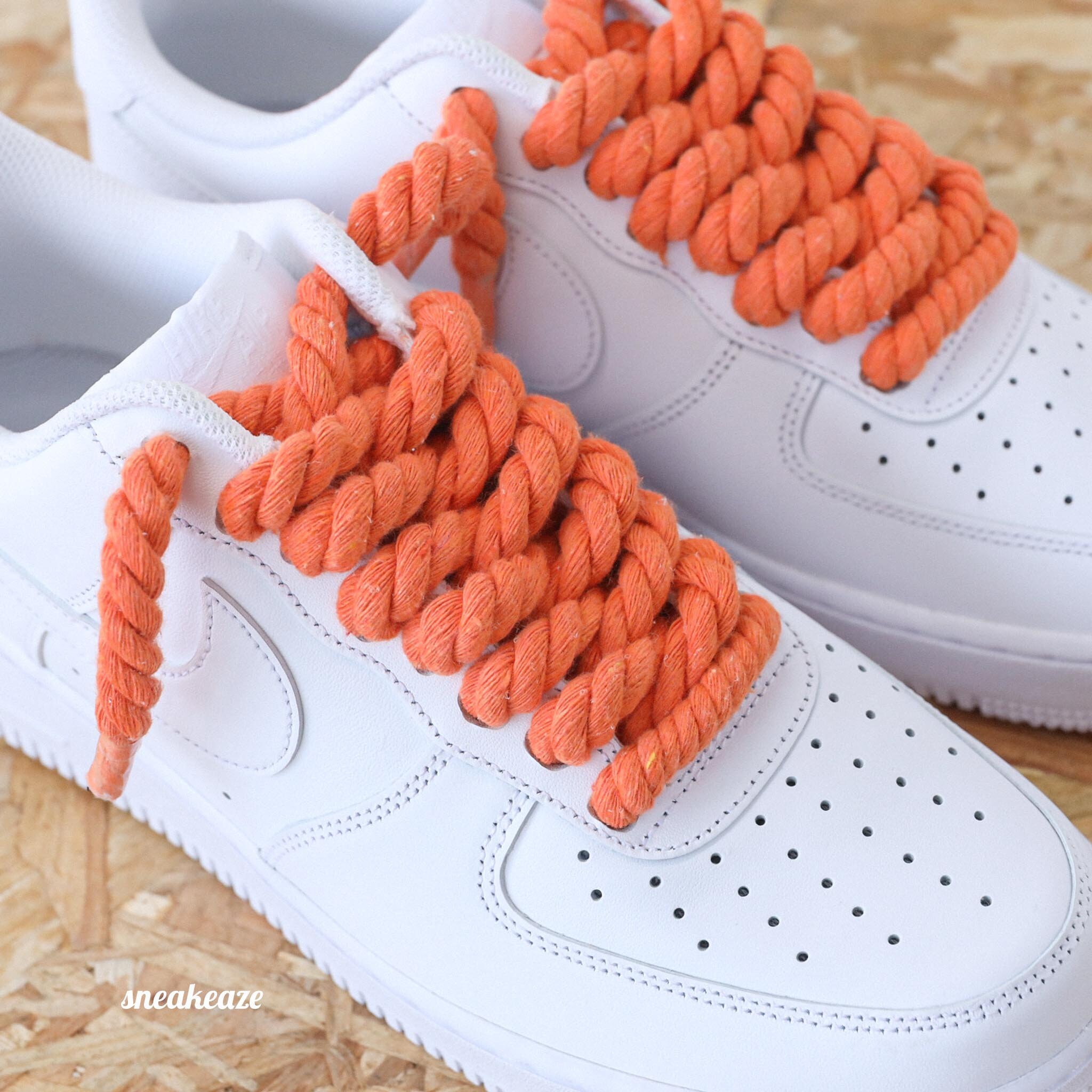 Air Force 1 Custom Rope Laces Orange Sneakers
