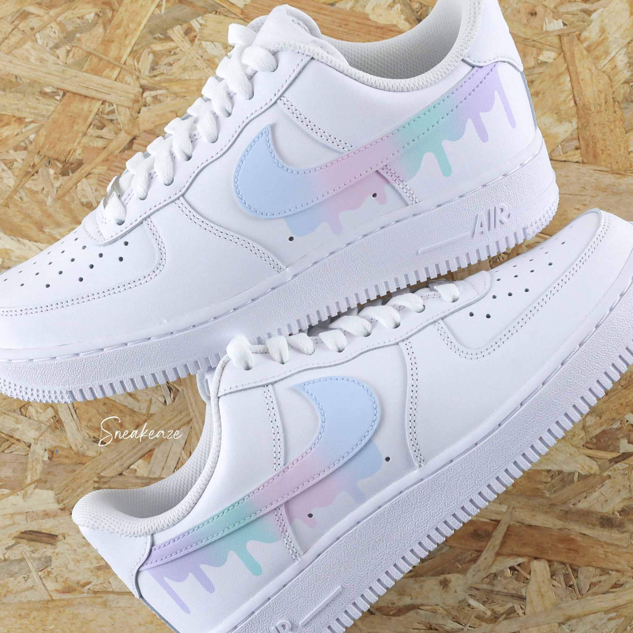 Air Force 1, Custom Sneakers, Color Drip, Rainbow Shoes 