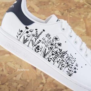 baskets stan smith personnalisées Custom fleurs champêtre unisexe