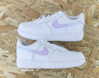 Baskets custom Air Force 1 color swoosh dégradé pastel bébés enfants