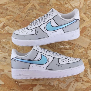 baskets personnalisées Air Force 1 custom holographic cartoon sketch unisexe