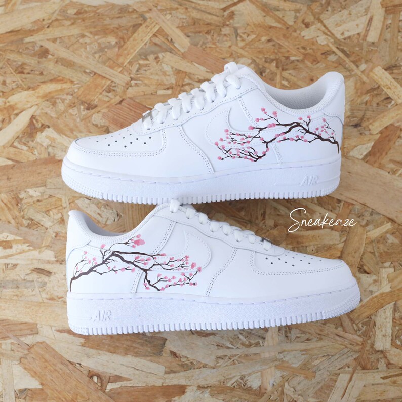 personalized sneakers Air Force 1 Custom Sakura Cherry Blossom cherry blossom pink color unisex Peinture