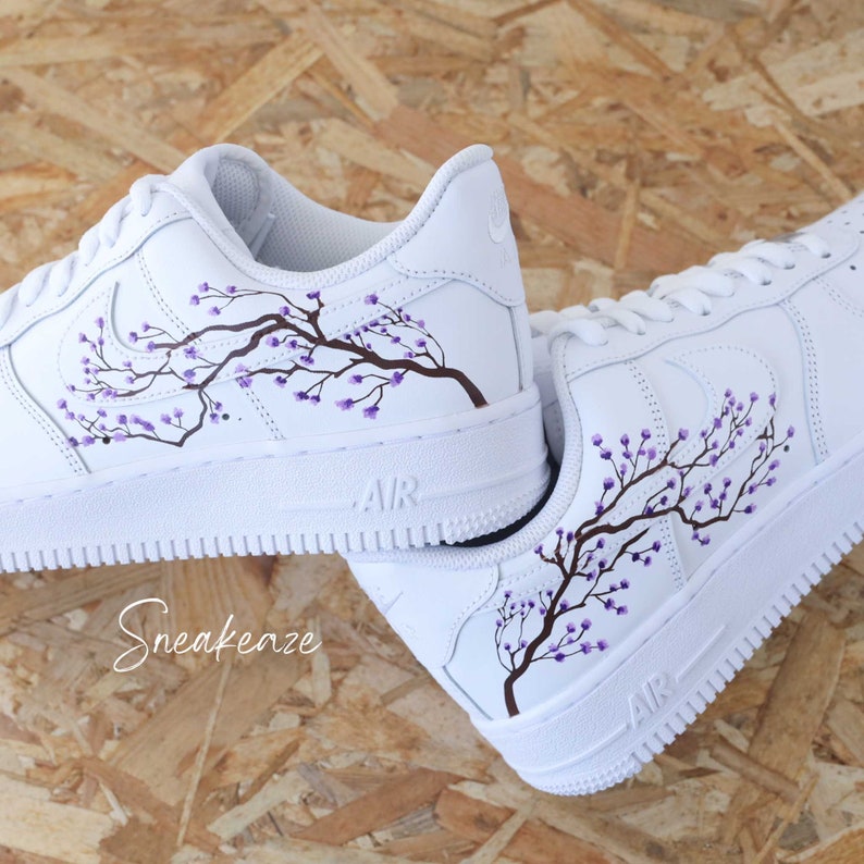 nike personnalisées à la main air force 1 custom sakura cherry blossom pastel sneakers af1 sneakeaze