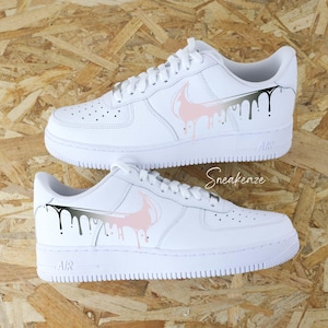 AF1 custom Air Force 1 Drip sneakers gradient pink and black flowing effect unisex