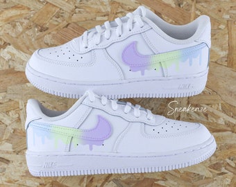 Personalized Air Force 1 custom drip pastel sneakers for baby toddler