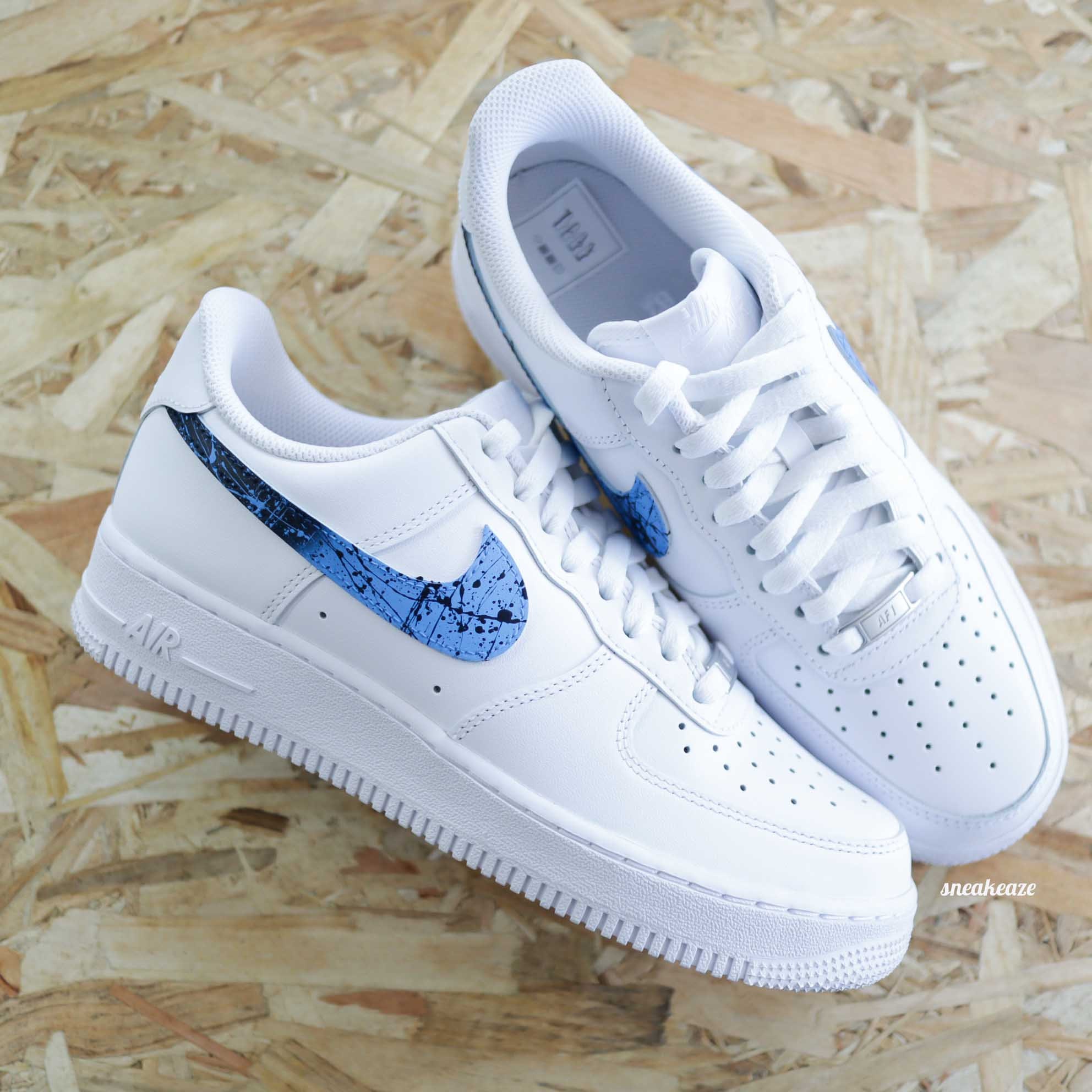 Custom Hand Painted Wave Splash Swoosh Nike Air Force 1 Low – B