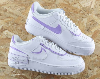 Baskets AF1 custom Air Force Shadow lila pastel silhouette unisexe handmade