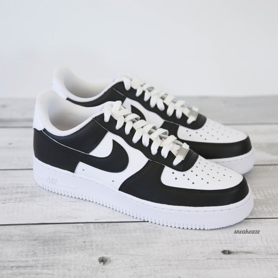 Custom Sneakers Air Force 1 Custom Panda Color Black and White - Etsy