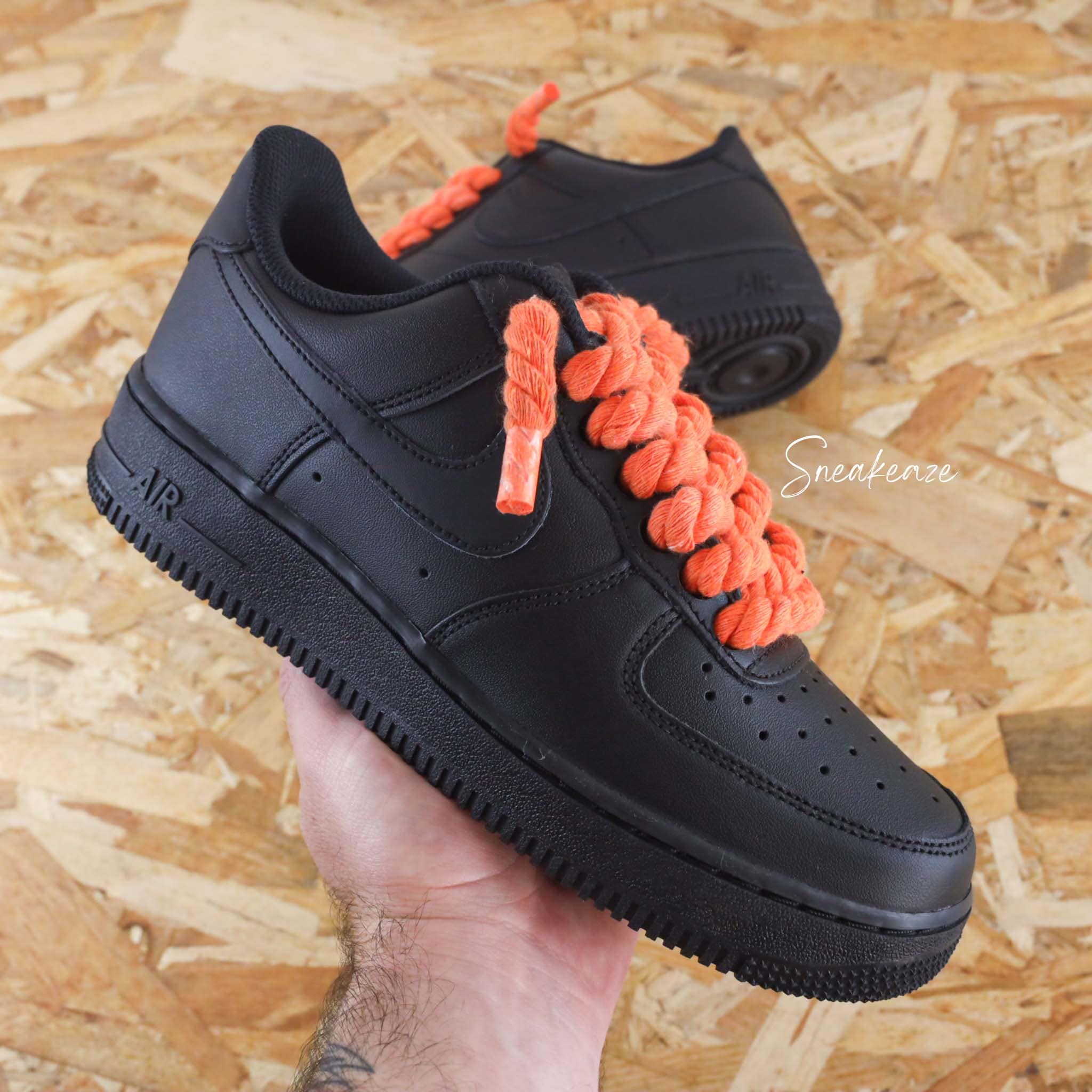 Air Force 1 Black Custom Rope Laces Black and Lilac Sneakers - Etsy