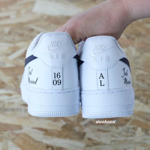 Men&#39;s Navy Blue &quot;Just Wedding&quot; Air Force 1 Custom Wedding Sneakers