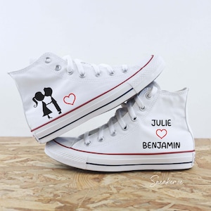 WEDDING CUSTOM - Personalized wedding sneakers for women and men with first names and hand-painted heart