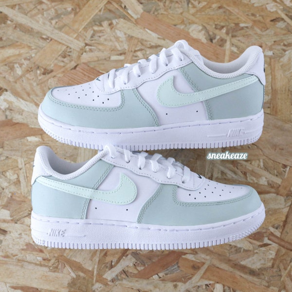 Baskets enfants et bébés Air Force 1 custom vert pastel toddler