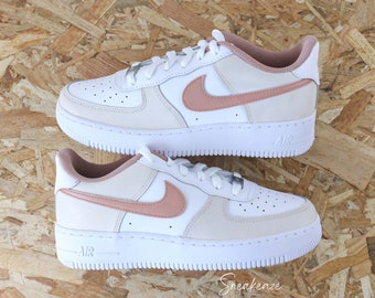 AF1 Air Force 1 custom color pastel light beige and terracotta unisex sneakers