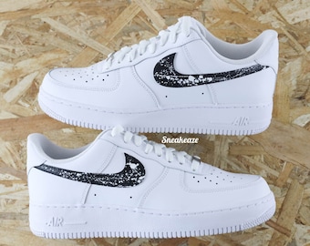 AF1 Custom Air Force 1 Swoosh schwarz-weiße Unisex-Sneaker