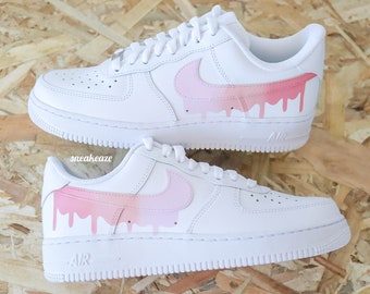 Baskets customs Air Force 1 drip dégradé rose effet coulant unisexe