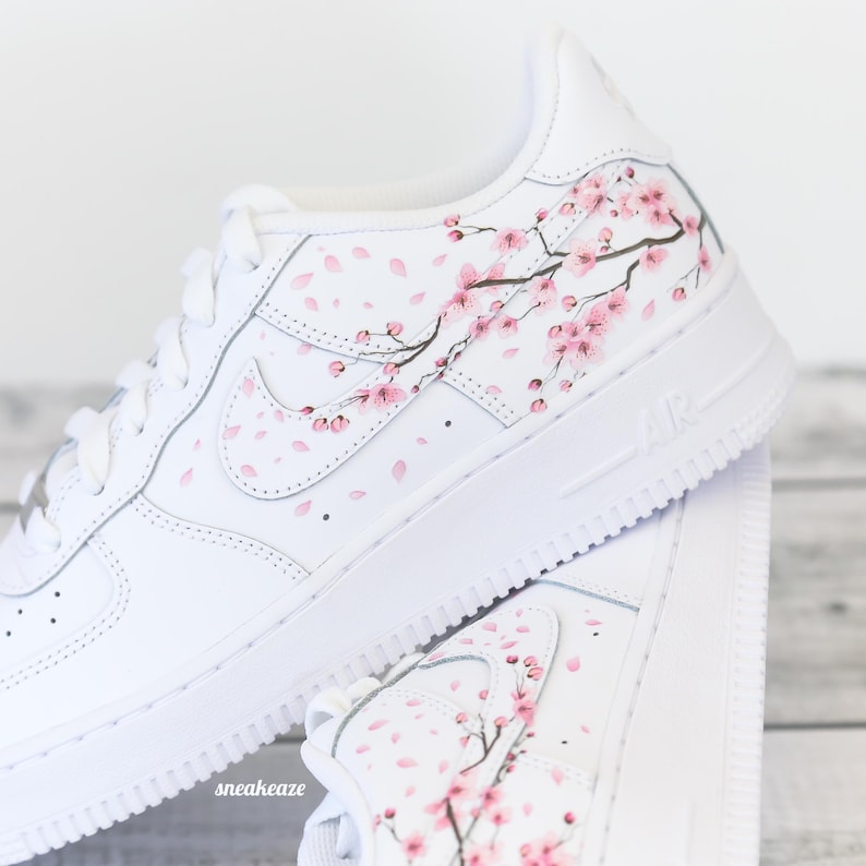 personalized sneakers Air Force 1 Custom Sakura Cherry Blossom cherry blossom pink color unisex image 2