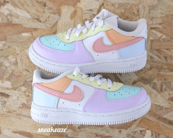 Air Force 1 aangepaste sneakers voor kinderen en baby's witte pastel peuter