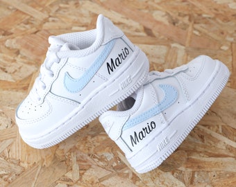 Pastel-colored AF1 custom Air Force 1 child sneakers with first name