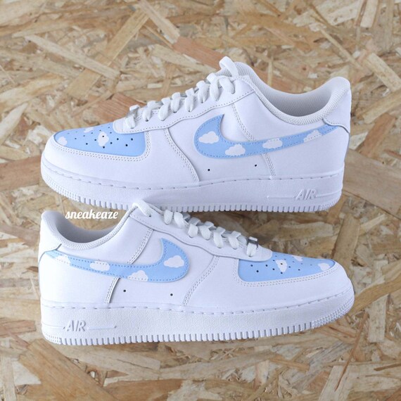 Baskets Air Force 1 customs sky blue unisexe Etsy France
