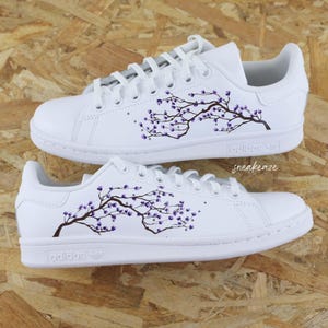 Stan Smith Custom Sakura Cherry Blossom Pastel Purple Cherry Blossom Unisex Sneakers