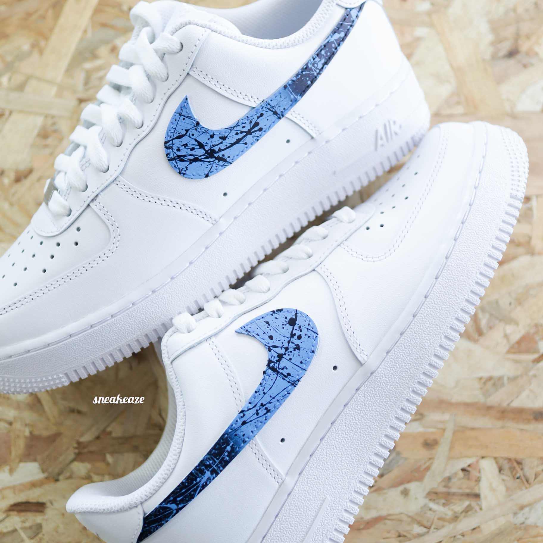 Custom Hand Painted Wave Splash Swoosh Nike Air Force 1 Low – B