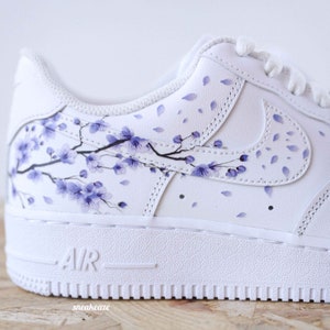 baskets personnalisées Air Force 1 Custom Sakura Cherry Blossom fleur de cerisier unisexe Vinyle thermocollant