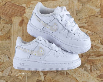 AF1 Baby Air Force 1 custom daisy beige color flower toddler sneakers