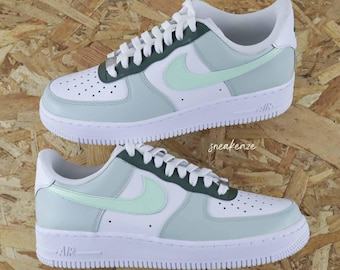 Customized sneakers Air Force 1 custom color tones sage green pastel green unisex