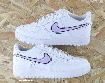 Air Force 1 Custom cartoon swoosh pastel lilac sneakers