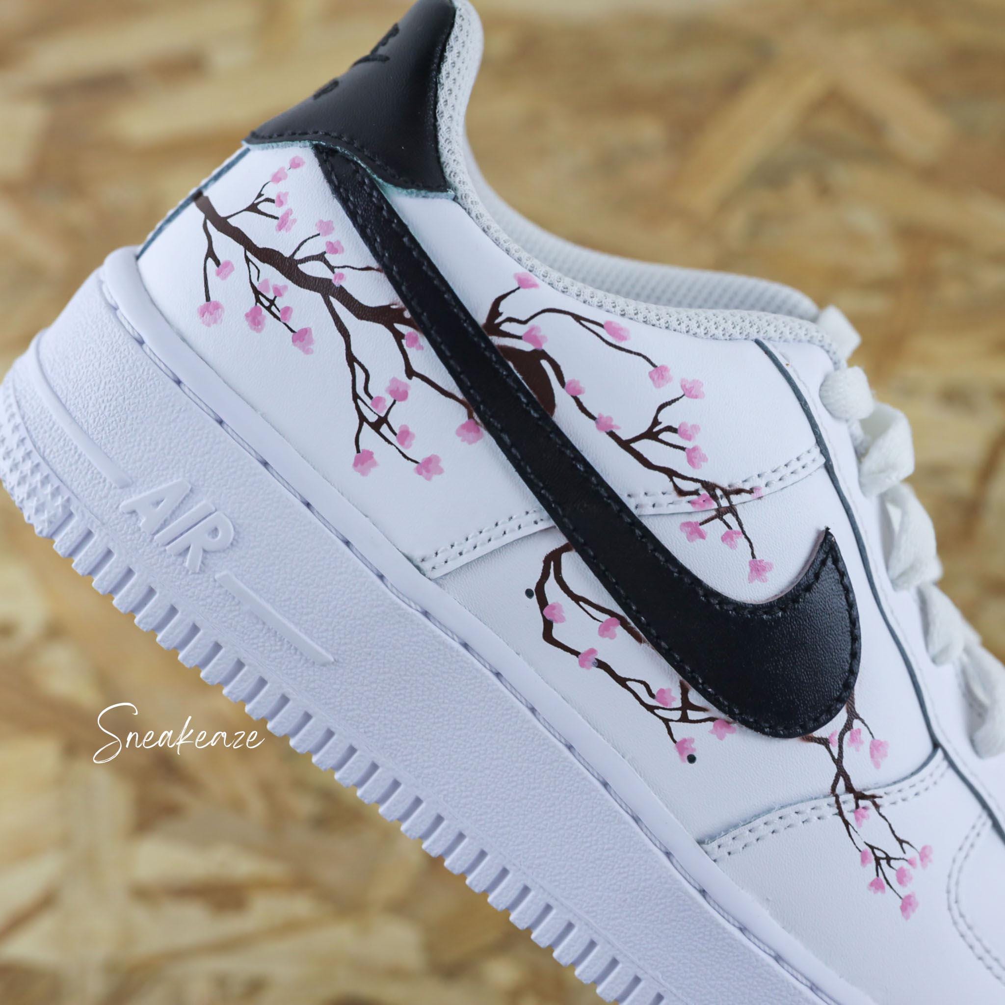 Air Force 1 Custom Sakura Cherry Blossom Custom Sneakers Pink and 
