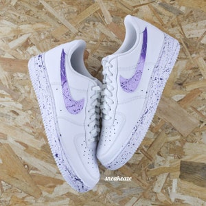 Baskets Air Force 1 customs swoosh splash violet éclaboussures de peinture unisexe image 4