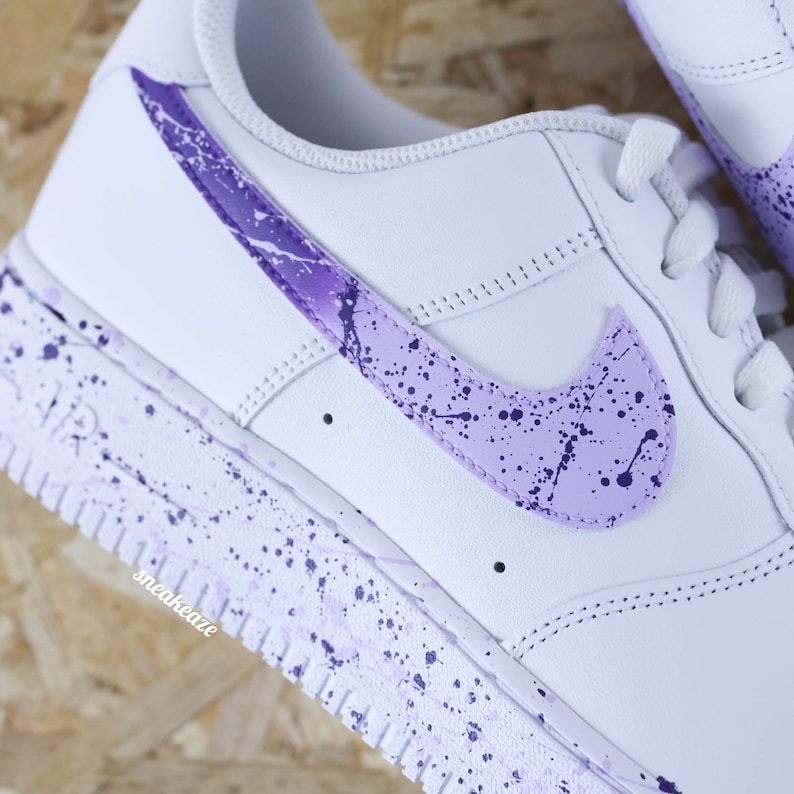 Baskets Air Force 1 customs swoosh splash violet éclaboussures de peinture unisexe image 2