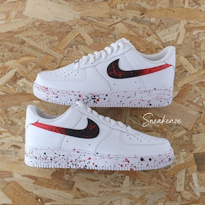 Air Force 1 Splash custom red and black sneakers bulls basketballs