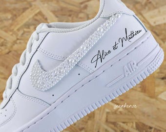HOCHZEITSPERSONALISIERTE Air Force 1 Perlen für die Hochzeit der Braut, Personalisierte Schuhe Vorname und Datum