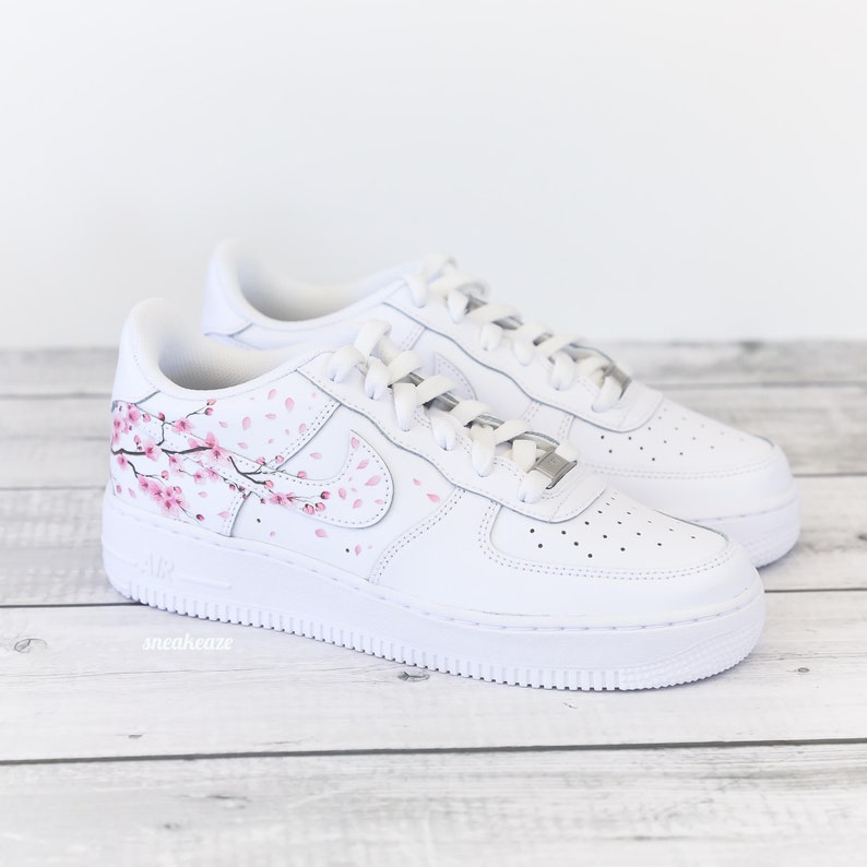 personalized sneakers Air Force 1 Custom Sakura Cherry Blossom cherry blossom pink color unisex image 3